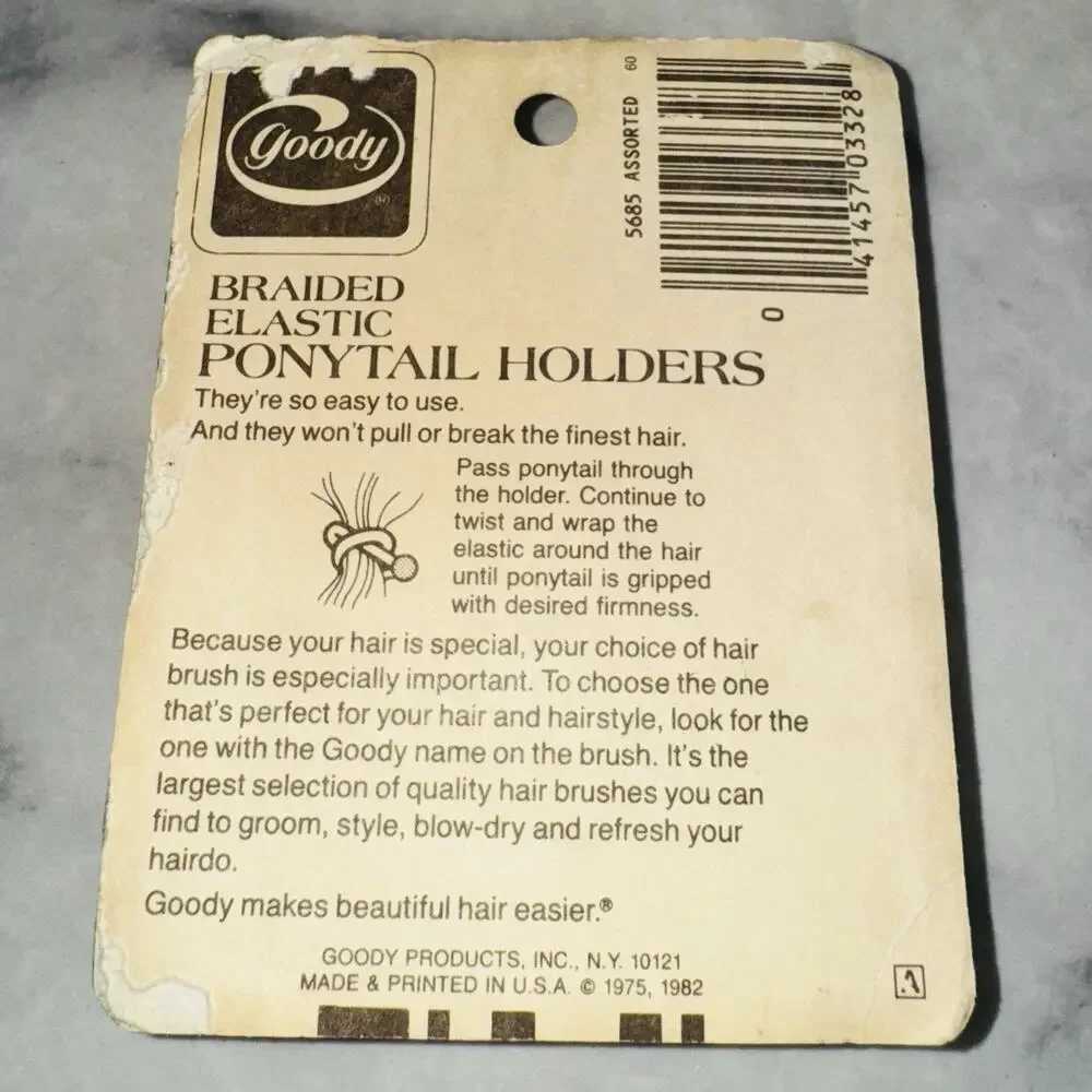 18 NEW Vintage Goody‎ Braided Plastic Ponytail Holders MadeinUSA Hair Ties 1982